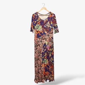 Soft Surroundings Maxi Dress ESTELLE Mixed Floral Print Patchwork Size M